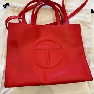 Bright red Telfar medium size bag